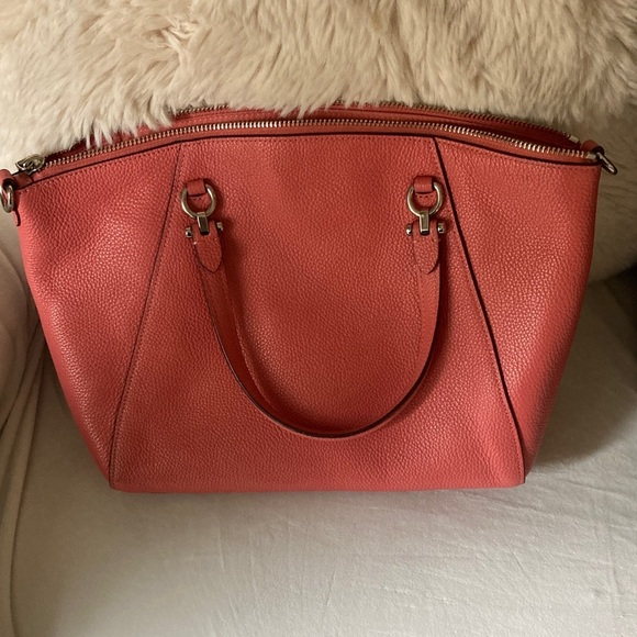 Coach Coral Pebbled Leather Prairie Satchel Bag No B2057-58874 - Picture 4 of 8